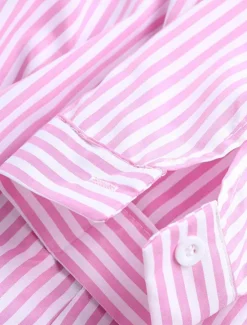 Sale Women's Casual Jacket Shacket Comfortable Breathable Pocket Buttons Print Casual Stripe Vacation Street Daily Wear Going out Single Breasted Long Stand Collar Regular Fit Long Sleeve Outerwear Black Women Jackets