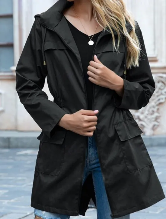 Clearance Women's Casual Jacket Street Daily Wear Fall Winter Regular Coat Loose Fit Stylish Casual Jacket Long Sleeve Solid Color Full Zip Black Light Grey Green Women Coats & Trench Coats