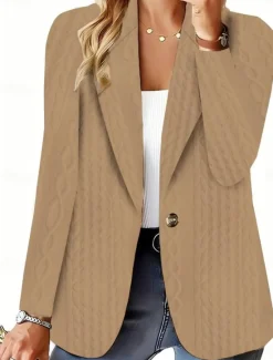 Discount Women's Casual Jacket Textured Jackets Adjustable Solid Color Casual / Daily Stylish Regular Fit Outerwear Long Sleeve Spring White S Women Jackets