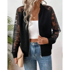 Discount Women's Casual Jacket Vacation Full Zip Solid Color Breathable Stylish Regular Fit Outerwear Long Sleeve Spring S Women Jackets