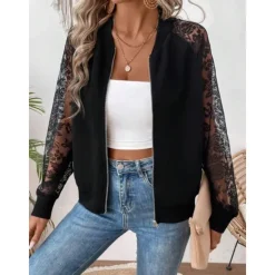 Discount Women's Casual Jacket Vacation Full Zip Solid Color Breathable Stylish Regular Fit Outerwear Long Sleeve Spring S Women Jackets