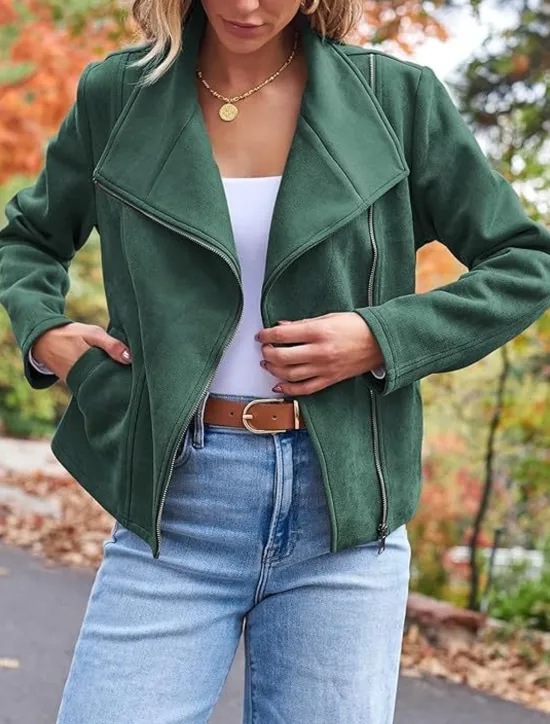 Sale Women's Casual Jacket Warm Comfortable Zipper Casual Minimalism Solid Color Casual Daily Zipper Lapel Regular Fit Long Sleeve Outerwear Black Camel Brown Winter Women Jackets