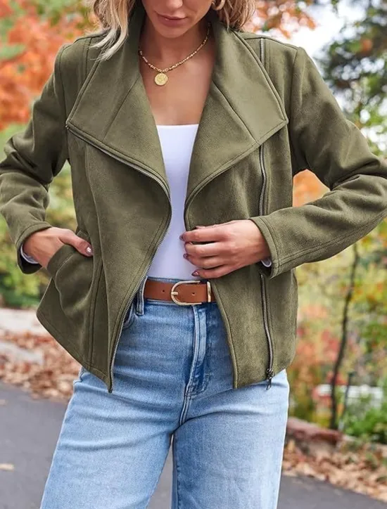 Sale Women's Casual Jacket Warm Comfortable Zipper Casual Minimalism Solid Color Casual Daily Zipper Lapel Regular Fit Long Sleeve Outerwear Black Camel Brown Winter Women Jackets