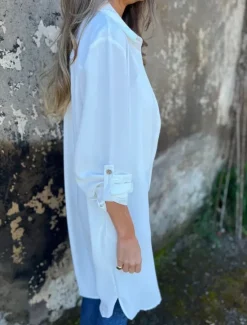 Best Women's Casual Jacket Warm Breathable Buttons Casual Plain Vacation Street Daily Wear Going out Single Breasted Long Lapel Regular Fit Long Sleeve Outerwear Black White Khaki Spring Fall Women Jackets