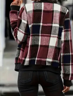 Women's Casual Jacket Warm Quick Dry Zipper Pocket Elegant Fashion Daily Simple Geometric Vacation Casual Daily Holiday Regular Baseball Collar Regular Fit Long Sleeve Outerwear Red Drak Red Fall Women Jackets
