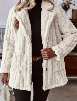 Hot Women's Casual Jacket Warm Pocket Casual Solid Color Daily Buttoned Front Long V Neck Loose Fit Long Sleeve Outerwear Spring Fall Women Jackets|Coats & Trench Coats