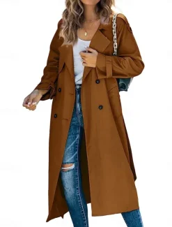 New Women's Casual Jacket Work Button Solid Color Windproof Fashion Loose Fit Outerwear Long Sleeve Fall Black S Women Jackets|Coats & Trench Coats