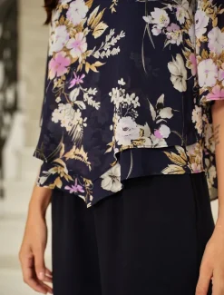 Discount Women's Chiffon Tops Floral Graphic Elegant Daily Stylish Half Sleeve Bell Sleeve Crew Neck Regular Tops Wedding Guest Work Daily Layered Summer Spring Fall Women Blouses & Shirts