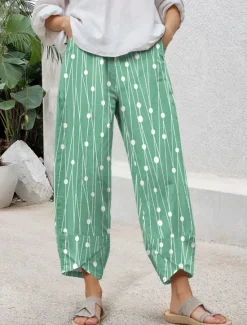 Hot Women's Chinos Baggy Pants Casual Ankle-Length High Waist Graphic Geometric Patchwork Drawstring Printing Thermal Warm Breathable Micro-elastic Casual Daily Violet Robin's Egg Blue Green Khaki Summer Women Pants