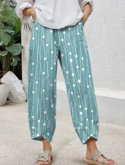 Hot Women's Chinos Baggy Pants Casual Ankle-Length High Waist Graphic Geometric Patchwork Drawstring Printing Thermal Warm Breathable Micro-elastic Casual Daily Violet Robin's Egg Blue Green Khaki Summer Women Pants