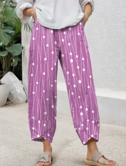 Hot Women's Chinos Baggy Pants Casual Ankle-Length High Waist Graphic Geometric Patchwork Drawstring Printing Thermal Warm Breathable Micro-elastic Casual Daily Violet Robin's Egg Blue Green Khaki Summer Women Pants