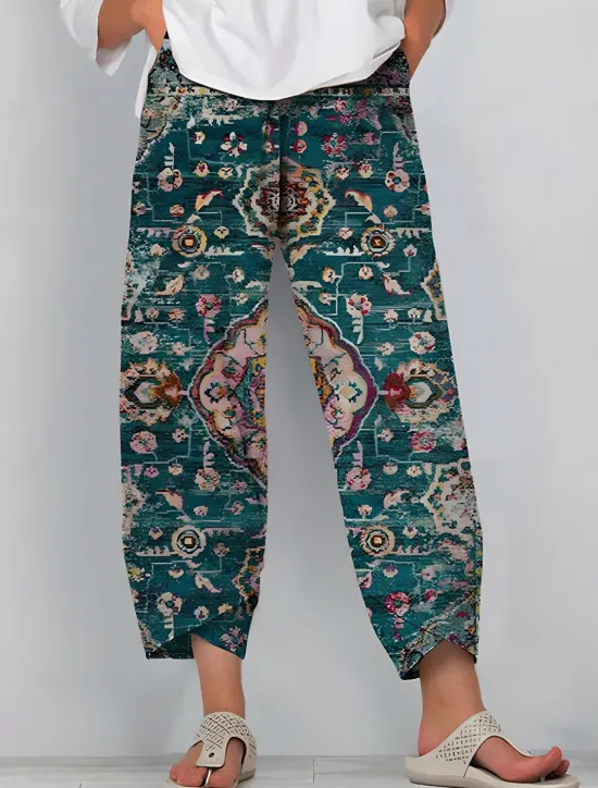Hot Women's Chinos Baggy Pants Beach Shorts Vacation Vintage Ethnic Style Ankle-Length High Waist Graphic Patchwork Drawstring Printing Thermal Warm Soft Breathable Micro-elastic Formal Vacation Street Women Pants