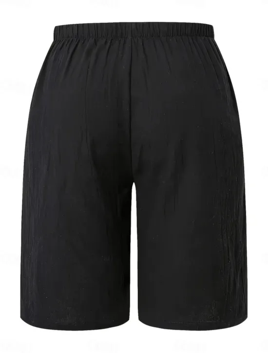 Sale Women's Chinos Bermuda shorts Vacation Fashion Basic Knee Length High Waist Plain Pocket Elastic Waistband Comfy Soft Comfortable Micro-elastic Outdoor Street Army Green Navy Black White Summer Spring Women Shorts