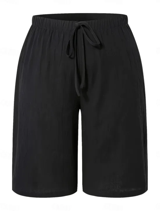 Sale Women's Chinos Bermuda shorts Vacation Fashion Basic Knee Length High Waist Plain Pocket Elastic Waistband Comfy Soft Comfortable Micro-elastic Outdoor Street Army Green Navy Black White Summer Spring Women Shorts