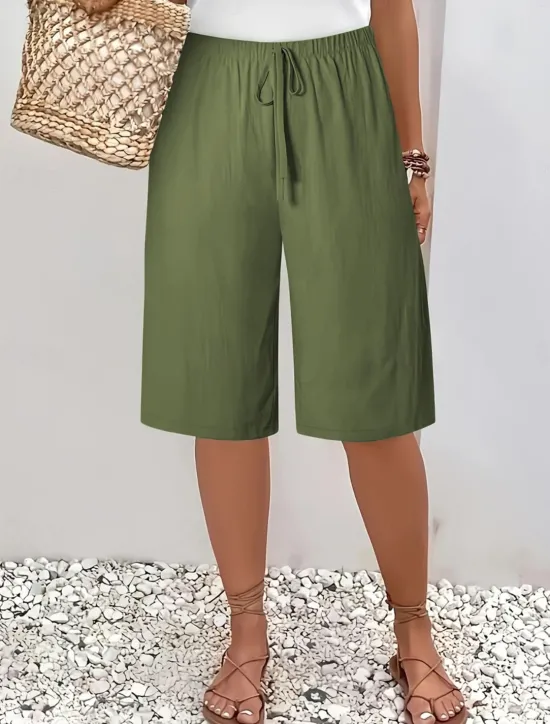Sale Women's Chinos Bermuda shorts Vacation Fashion Basic Knee Length High Waist Plain Pocket Elastic Waistband Comfy Soft Comfortable Micro-elastic Outdoor Street Army Green Navy Black White Summer Spring Women Shorts