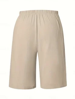 Sale Women's Chinos Bermuda shorts Vacation Fashion Basic Knee Length High Waist Plain Pocket Elastic Waistband Comfy Soft Comfortable Micro-elastic Outdoor Street Army Green Navy Black White Summer Spring Women Shorts