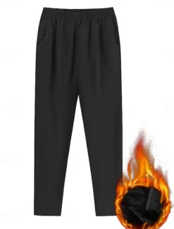Discount Women's Chinos Down Pants Pants Trousers Fashion Streetwear Casual Daily Full Length High Waist Solid Color Pocket Elastic Waist Thermal Warm Comfort Breathability Micro-elastic Vacation Street Daily Women Leggings