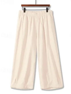 Sale Women's Chinos Fashion Basic Full Length Medium Waist Plain Pocket Comfort Outdoor Inelastic Vacation Street Daily Earth Yellow Violet White Army Green Summer Spring Loose Fit Women Pants|Pants