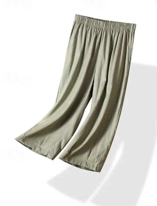 Sale Women's Chinos Fashion Basic Full Length Medium Waist Plain Pocket Comfort Outdoor Inelastic Vacation Street Daily Earth Yellow Violet White Army Green Summer Spring Loose Fit Women Pants|Pants