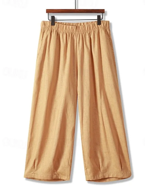 Sale Women's Chinos Fashion Basic Full Length Medium Waist Plain Pocket Comfort Outdoor Inelastic Vacation Street Daily Earth Yellow Violet White Army Green Summer Spring Loose Fit Women Pants|Pants