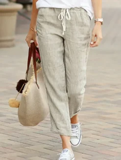 Sale Women's Chinos Fashion Basic Full Length Medium Waist Plain Pocket Drawstring Comfort Outdoor Micro-elastic Vacation Street Daily Black Dark Navy Sky Blue Orange Summer Spring Regular Fit Women Pants