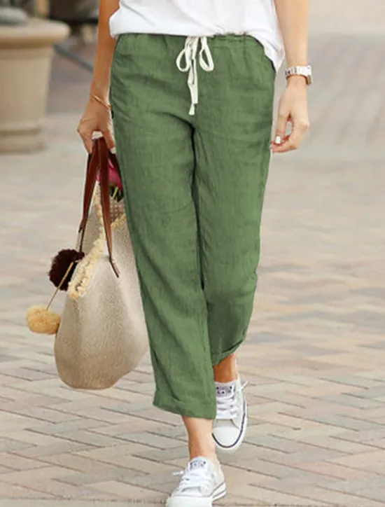 Sale Women's Chinos Fashion Basic Full Length Medium Waist Plain Pocket Drawstring Comfort Outdoor Micro-elastic Vacation Street Daily Black Dark Navy Sky Blue Orange Summer Spring Regular Fit Women Pants