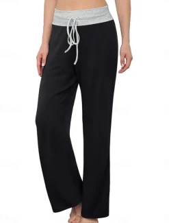 Best Women's Chinos Fashion Streetwear Full Length High Waist Plain Pocket Elastic Waistband Comfy Soft Comfortable Micro-elastic Outdoor Street Black Navy Blue Spring & Fall Regular Fit Women Pants