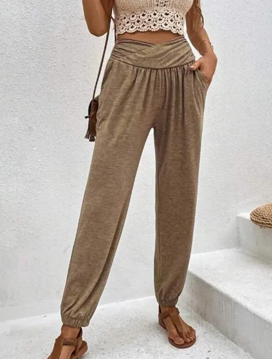 Clearance Women's Chinos Fashion Streetwear Full Length High Waist Plain Pocket Comfy Soft Comfortable Micro-elastic Outdoor Street Black Blue Khaki Army Green Spring & Fall Regular Fit Women Pants