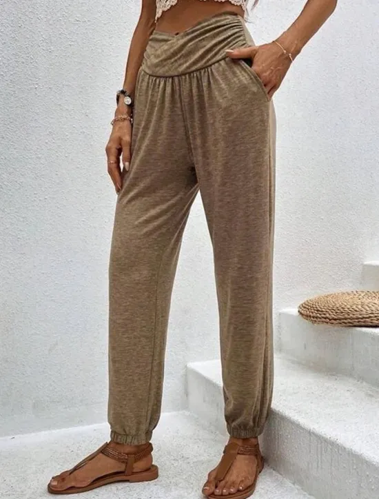Clearance Women's Chinos Fashion Streetwear Full Length High Waist Plain Pocket Comfy Soft Comfortable Micro-elastic Outdoor Street Black Blue Khaki Army Green Spring & Fall Regular Fit Women Pants