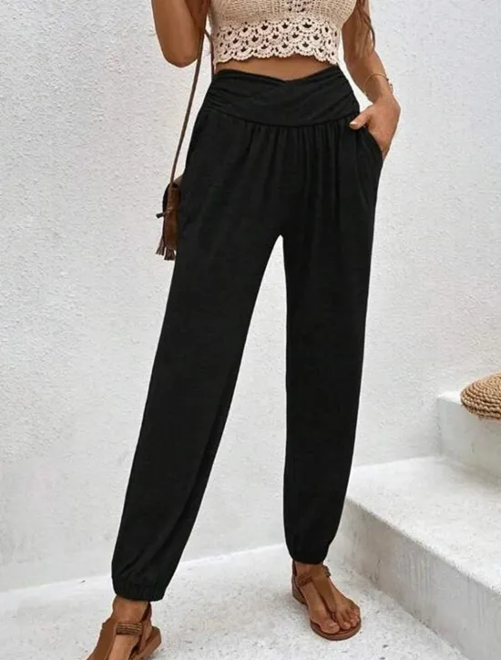 Clearance Women's Chinos Fashion Streetwear Full Length High Waist Plain Pocket Comfy Soft Comfortable Micro-elastic Outdoor Street Black Blue Khaki Army Green Spring & Fall Regular Fit Women Pants