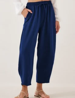 New Women's Chinos Fashion Streetwear Basic Full Length High Waist Plain Pocket Elastic Waistband Comfy Soft Comfortable Micro-elastic Outdoor Street Blue Brown Khaki Light Blue Summer Spring Loose Fit Women Pants
