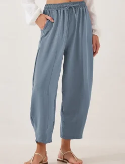 New Women's Chinos Fashion Streetwear Basic Full Length High Waist Plain Pocket Elastic Waistband Comfy Soft Comfortable Micro-elastic Outdoor Street Blue Brown Khaki Light Blue Summer Spring Loose Fit Women Pants