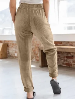 Women's Chinos Fashion Streetwear Full Length High Waist Plain Pocket Elastic Waistband Comfy Soft Comfortable Micro-elastic Outdoor Street Black Navy Blue Khaki Spring & Fall Regular Fit Women Pants