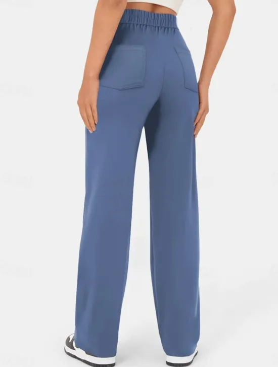 Best Women's Chinos Fashion Streetwear Full Length High Waist Plain Patchwork Pocket Comfort Outdoor Micro-elastic Vacation Street Daily Robin's Egg Blue Grey Black White Summer Spring Fall Regular Fit Women Pants