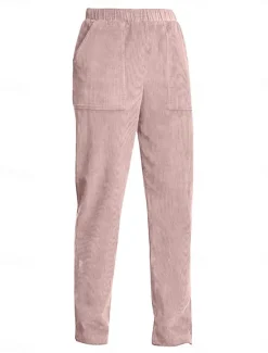 Best Women's Chinos Pants Trousers Full Length Corduroy Pocket High Cut High Waist Streetwear Casual Outdoor Street Black White S M Winter Autumn / Fall Women Pants