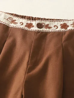 Outlet Women's Chinos Pants Trousers Vacation Vintage Fashion Full Length High Waist Floral Drawstring Embroidered Pocket Comfort Outdoor Stretchy Vacation Street Daily White Yellow Navy Blue Coffee Summer Women Pants|Pants