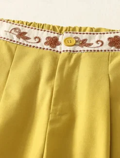 Outlet Women's Chinos Pants Trousers Vacation Vintage Fashion Full Length High Waist Floral Drawstring Embroidered Pocket Comfort Outdoor Stretchy Vacation Street Daily White Yellow Navy Blue Coffee Summer Women Pants|Pants