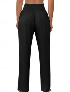 Hot Women's Chinos Pants Trousers Active Simple Casual Full Length Mid Waist Plain Pocket Elastic Waist Breathability Soft Comfortable Micro-elastic Yoga Daily Going out Dark Grey Black Pink Fall Winter Women Women's Sweatpants & Joggers
