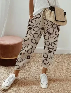 Sale Women's Chinos Pants Trousers Streetwear Casual Long High Waist Floral Stripe Pocket Elastic Drawstring Design High Cut Breathability Soft Micro-elastic Vacation Street Daily Wear White Blue Khaki Women Pants