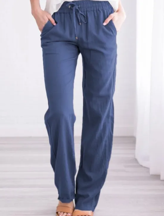 Discount Women's Chinos Pants Trousers Baggy Full Length Pocket Cotton Linen Mid Waist Classic Casual Office Work Black Red S M Summer Spring & Fall Women Pants