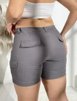New Women's Chinos Shorts Basic Casual Short Medium Waist Plain Pocket Comfort Outdoor Micro-elastic Vacation Street Daily Black Purple Green Khaki Summer Regular Fit Women Shorts|Pants