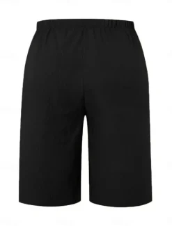 New Women's Chinos Shorts Basic Casual Knee Length High Waist Plain Elastic Waistband Comfy Soft Comfortable Micro-elastic Outdoor Street Black Orange Green Khaki Summer Spring Regular Fit Women Shorts