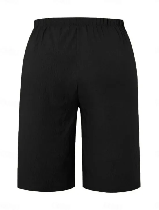 New Women's Chinos Shorts Basic Casual Knee Length High Waist Plain Elastic Waistband Comfy Soft Comfortable Micro-elastic Outdoor Street Black Orange Green Khaki Summer Spring Regular Fit Women Shorts