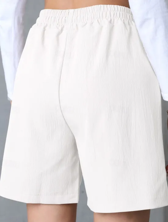 Best Women's Chinos Shorts Basic Casual Short High Waist Plain Pocket Elastic Waistband Comfy Soft Comfortable Stretchy Outdoor Street Apricot White Pink Blue Summer Spring Regular Fit Women Shorts