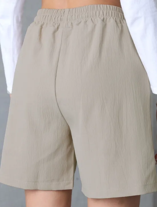 Best Women's Chinos Shorts Basic Casual Short High Waist Plain Pocket Elastic Waistband Comfy Soft Comfortable Stretchy Outdoor Street Apricot White Pink Blue Summer Spring Regular Fit Women Shorts