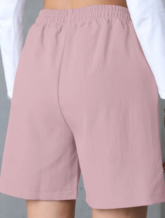 Best Women's Chinos Shorts Basic Casual Short High Waist Plain Pocket Elastic Waistband Comfy Soft Comfortable Stretchy Outdoor Street Apricot White Pink Blue Summer Spring Regular Fit Women Shorts