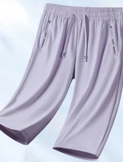 Sale Women's Chinos Shorts Basic Casual Knee Length High Waist Solid Color Pocket Elastic Waistband Comfy Soft Comfortable Micro-elastic Outdoor Street Black Pink Purple Gray Summer Regular Fit Women Shorts|Pants