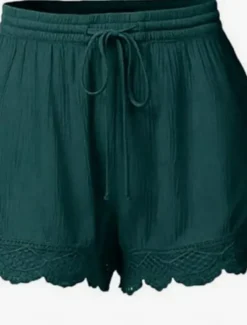 Online Women's Chinos Shorts Basic Casual Short High Waist Plain Elastic Drawstring Design High Cut Breathability Soft Micro-elastic Casual Daily Weekend Wine Lake Blue Black White Summer Spring Regular Fit Women Shorts
