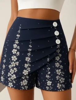 Discount Women's Chinos Shorts Elegant Vacation Vintage Short High Waist Floral Graphic Layered Quick Dry Comfortable Breathable Micro-elastic Outdoor Street Daily Black Navy Blue Purple Green Summer Spring Women Shorts