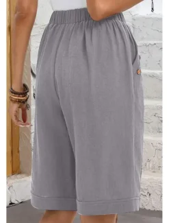Hot Women's Chinos Shorts Fashion Basic Casual Short High Waist Plain Pocket Drawstring Comfort Outdoor Micro-elastic Vacation Street Daily Grey Yellow Navy Blue Sky Blue Summer Spring Loose Fit Women Shorts|Pants